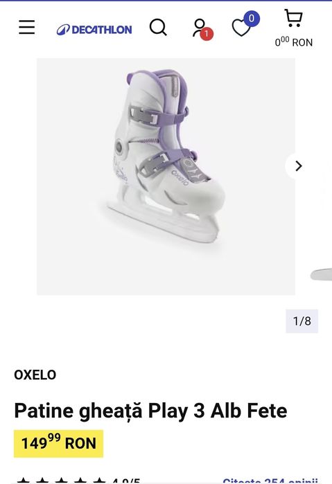 Patine gheață Play 3 Alb Fete