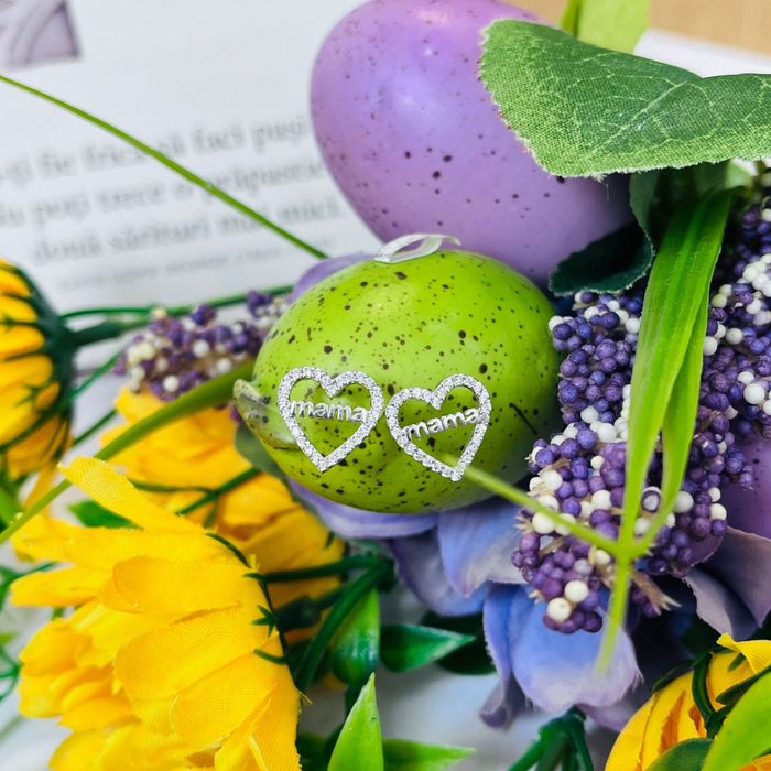 cercei din argint 925 jolie silver, model inimi cu mama