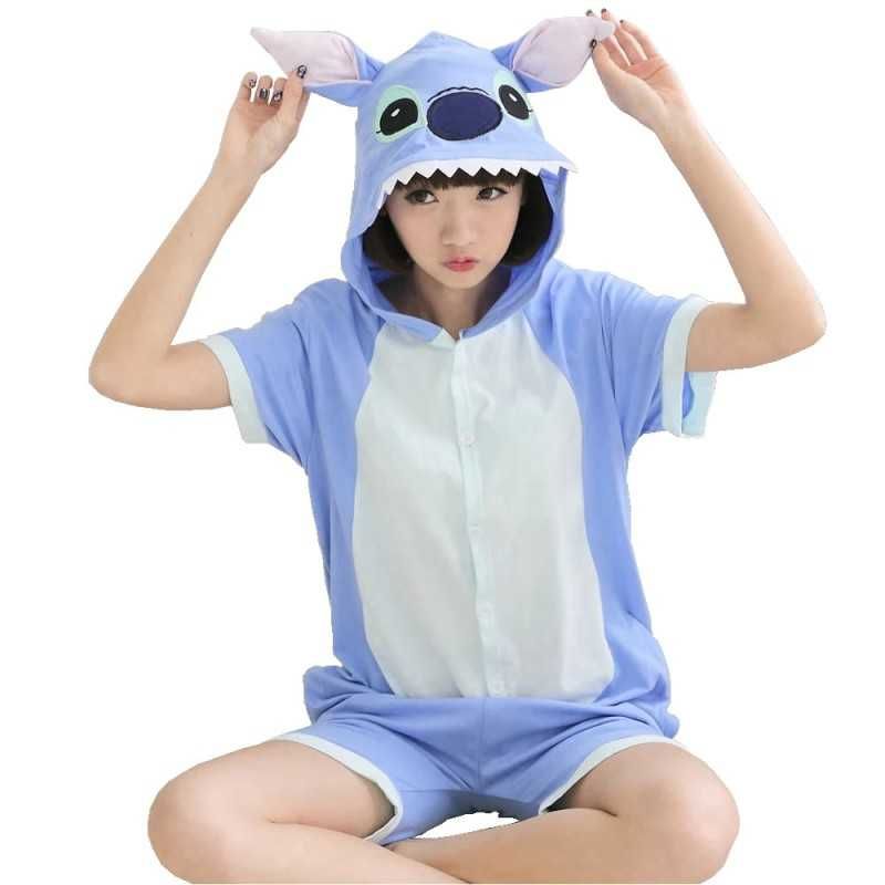 Pijama salopeta scurta pentru copii, din bumbac, model iepuras