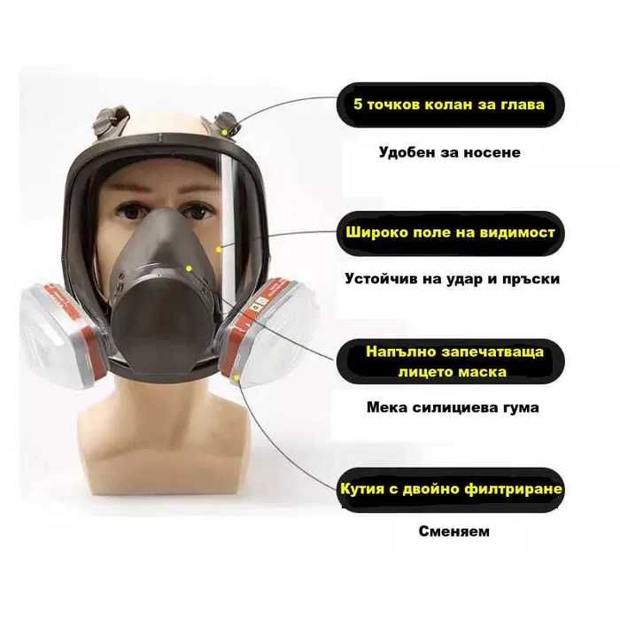 Респираторна предпазна маска за цяло лице и филтри | Еквивалент на 3М