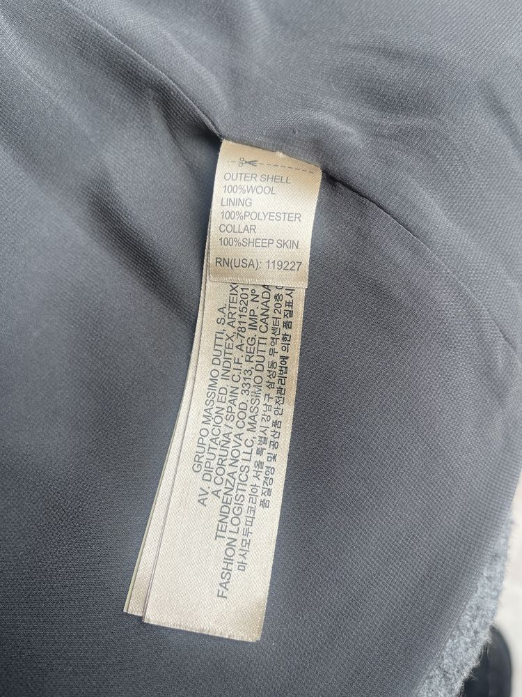 късо палто яке Massimo dutti вълнена яка кожа 100%