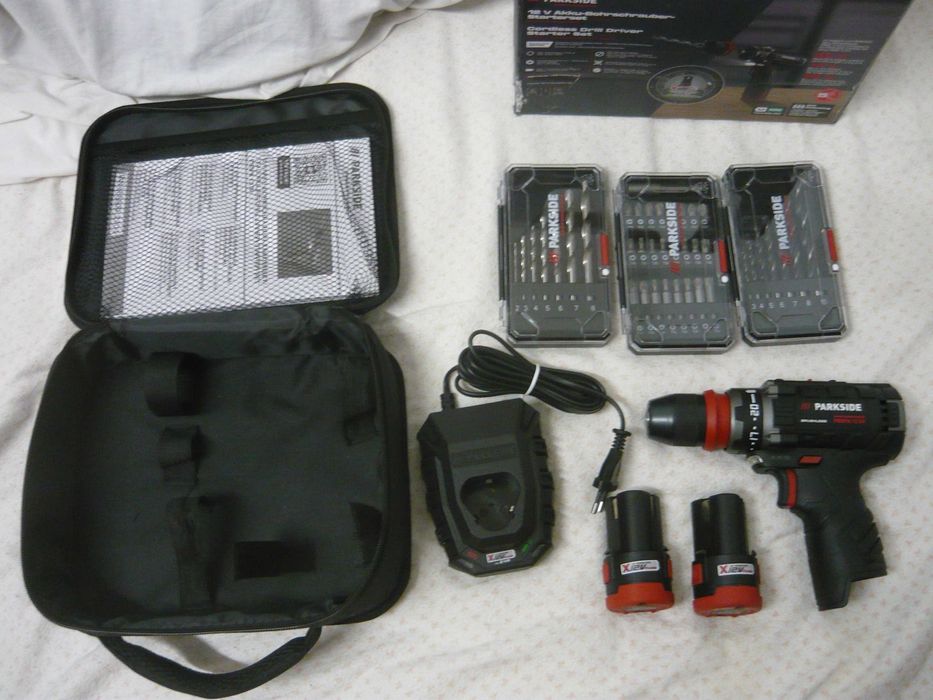 Autofiletantă NOUĂ bormașină cu 2 acumulatori 12 V 2 Ah Parkside 35 Nm