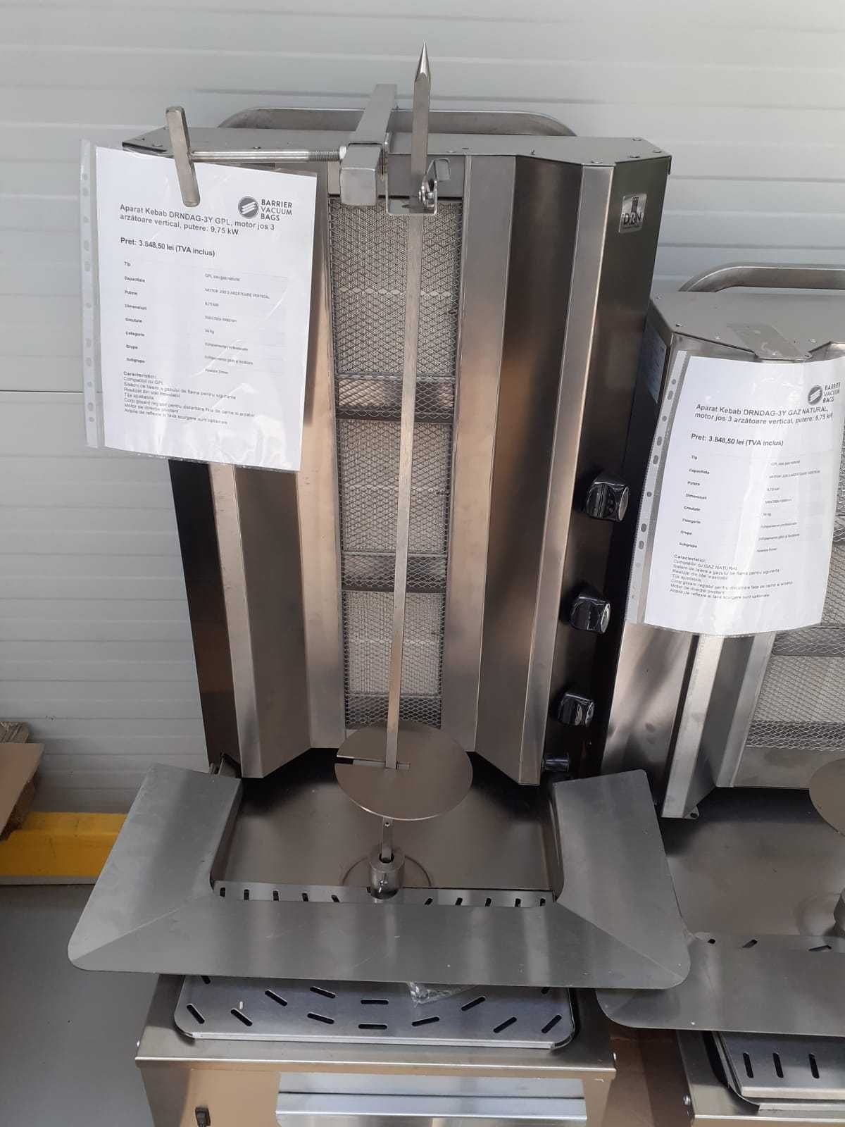 Echipament horeca pt SHAORMA/KEBAB 3 arzatoare vertical, 9,75 KW (NOU)