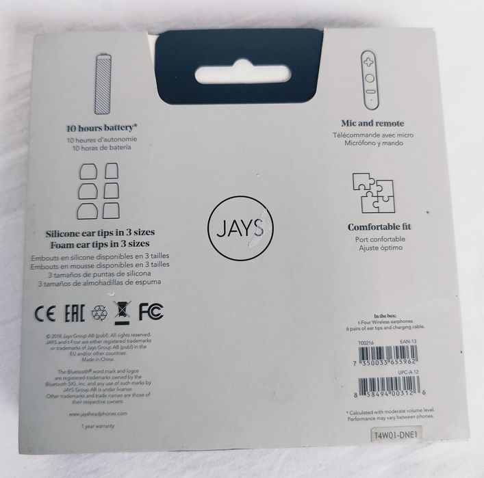 Căști audio cu Bluetooth JAYS t-Four, In Ear, Wireless