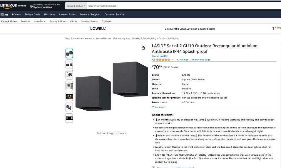 Aplice, set de 2 lămpi de exterior aluminiu antracit GU10 IP44, LASIDE