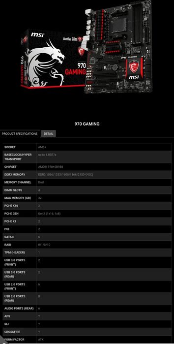 Placa de bază MSI gaming+procesor AMD  FX X6 6300+16 Gb RAM