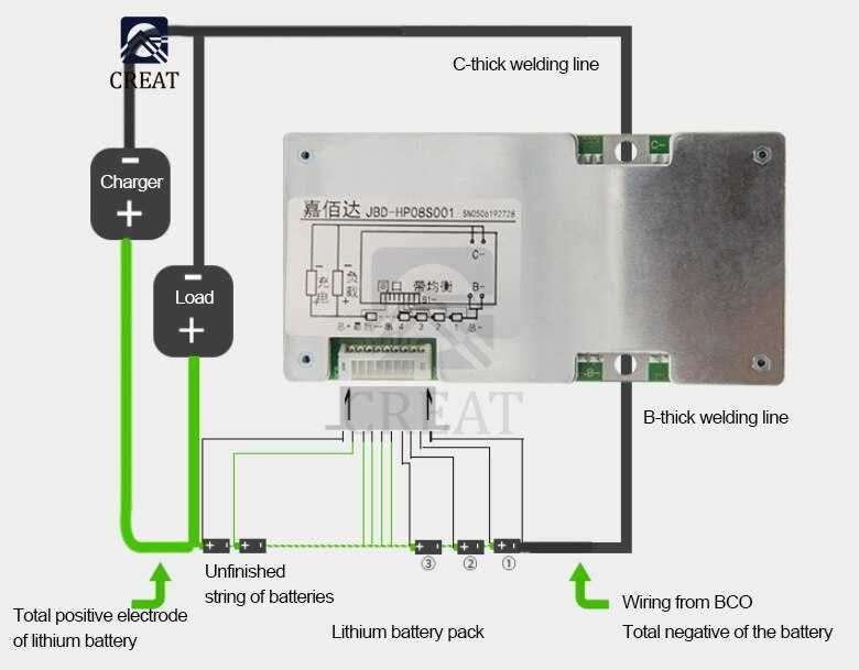 BMS 7S- 24V (29,4V) - 60A litiu-ion - port comun incarcare/descarcare