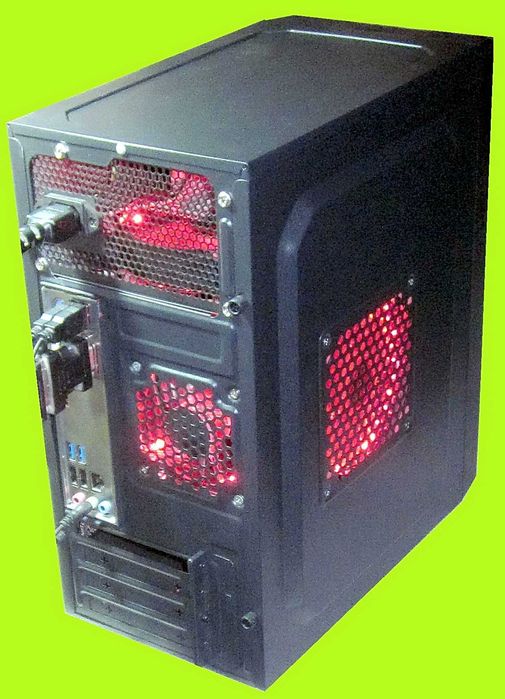 Офисный. i3-9100, 2x8GB, 128 GB, 500 GB Красная подсветка