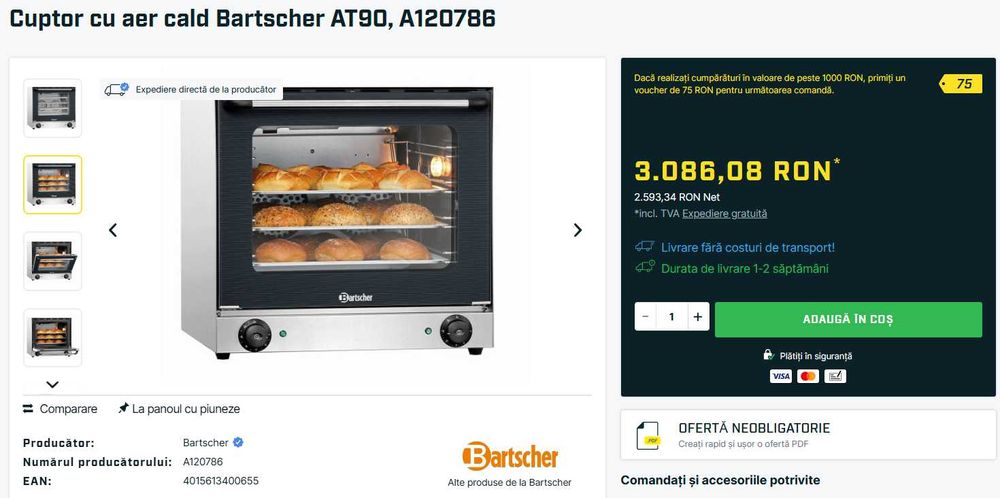 Cuptor electric cu aer cald Bartscher