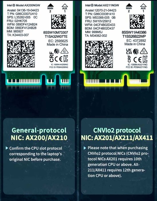 Placa wifi wireless laptop wifi 6 intel AX201NGW