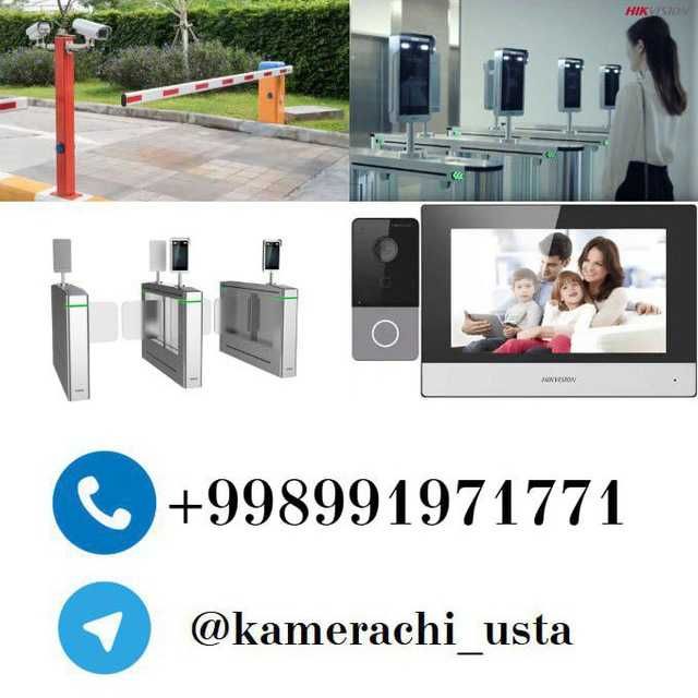 Kamera, domafon, shlagbaum va turniket o'rnatamiz