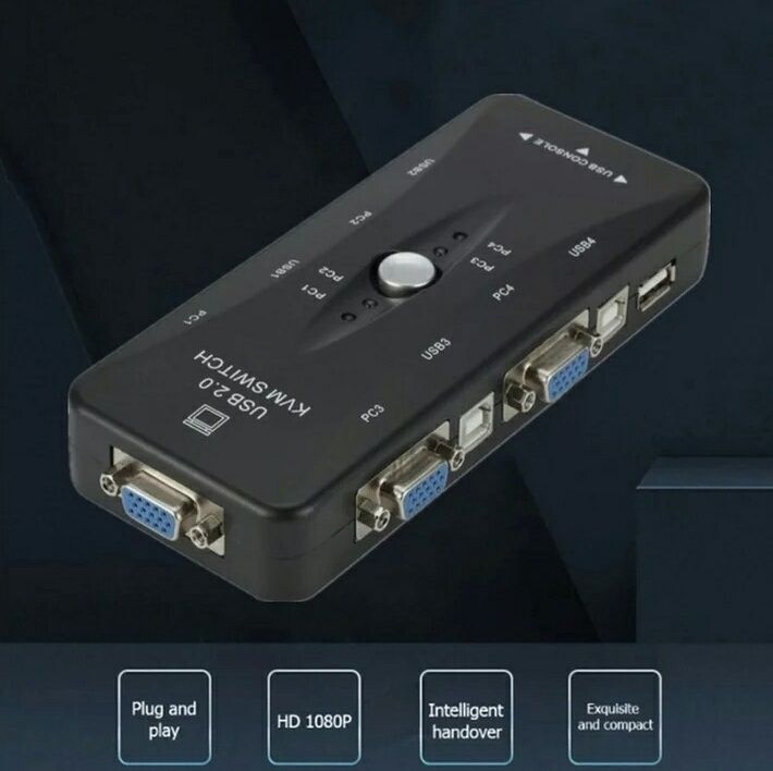 Адаптер KVM SWITCH, USB 4 порта, переходник, переключатель