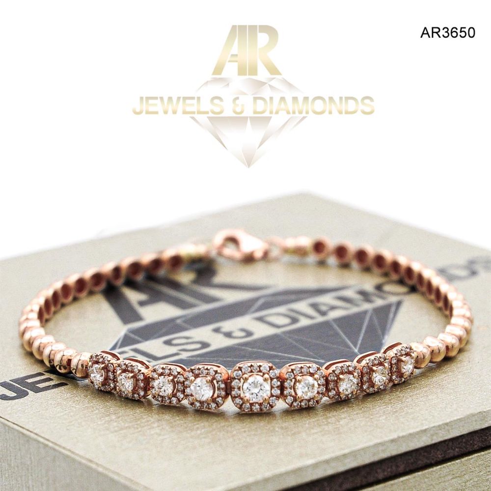 Bratara Aur Rose 14 K cu diamante model deosebit ARJEWELS(AR3649)