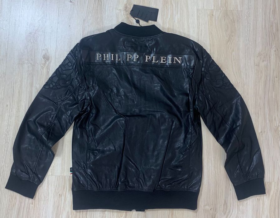 Мъжки яке от черна еко кожа Phillip Plein размер XL