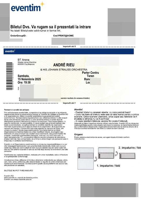 Bilete Andre Rieu Sambata 15 noiembrie