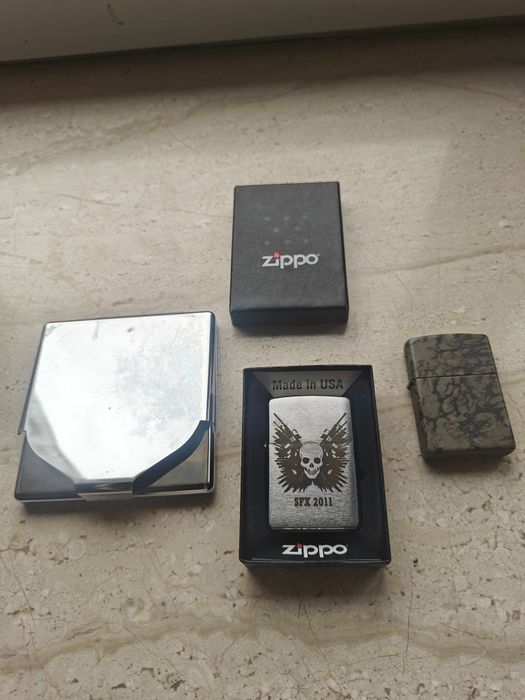 Zippo запалки 2 броя и табакера