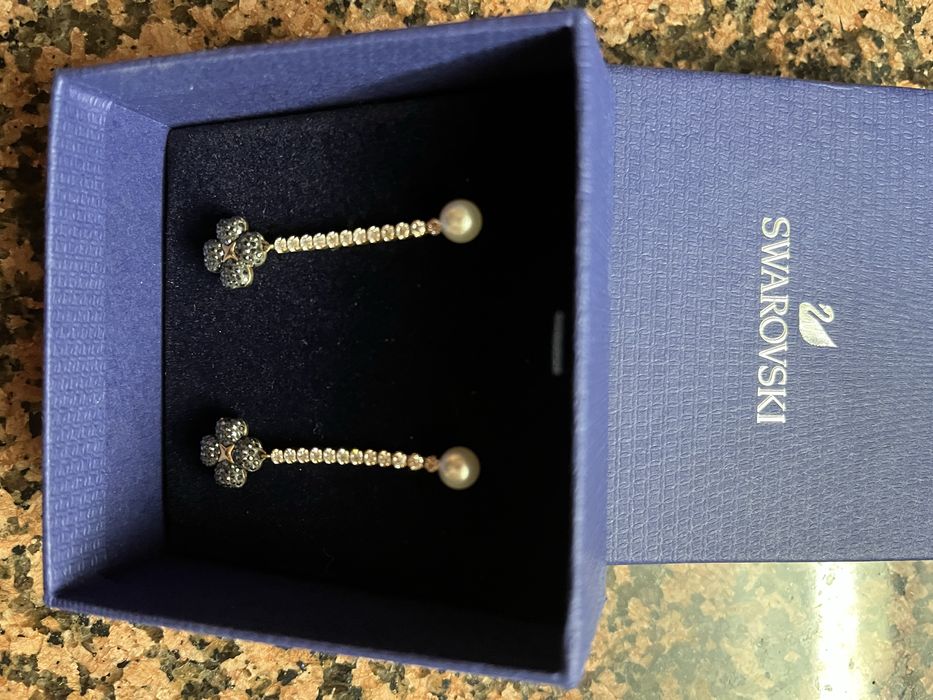 Обеци Swarovski не са носени.Розова позлата ,долната част може да се м