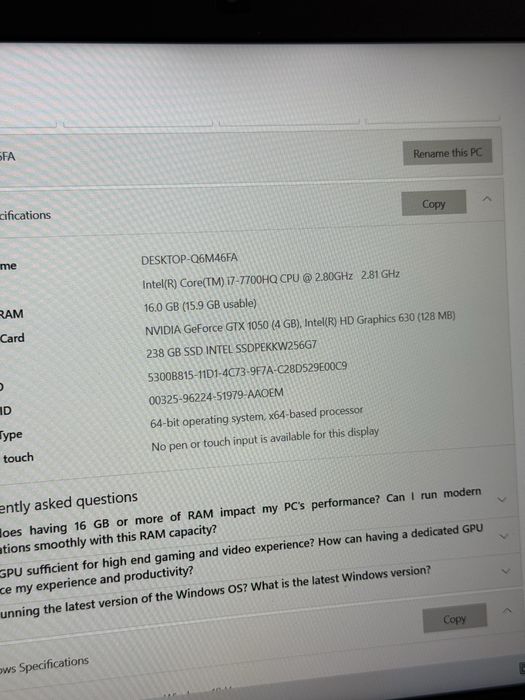 Acer Nitro 5 | Intel i7 7700HQ | 256 GB SSD | 16 GB RAM |
