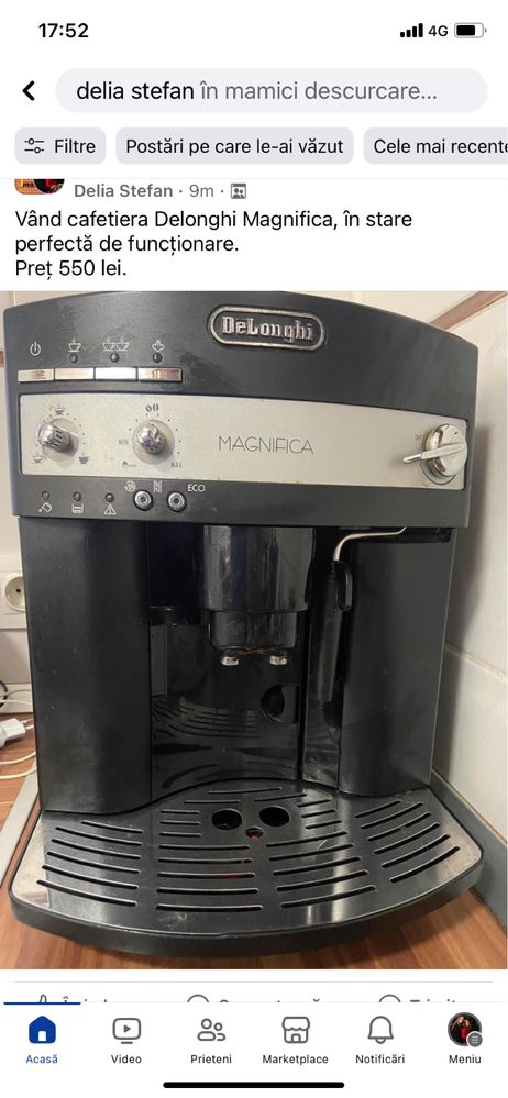 Vand cafetiera Delonghi Magnifica