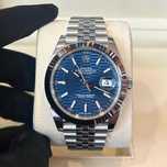 rolex datejust 41mm silveer blue