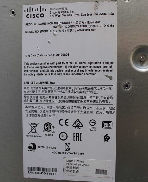 Cisco Catalyst WS-C3850-48P-S