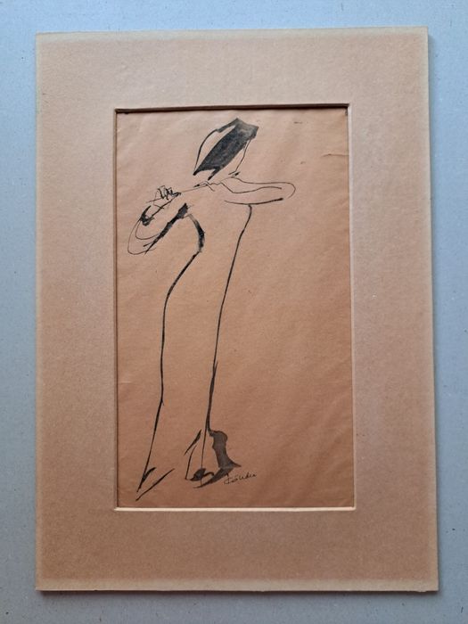 Pictură,tuș:"Flautul",İoana Cândea(n.1949)