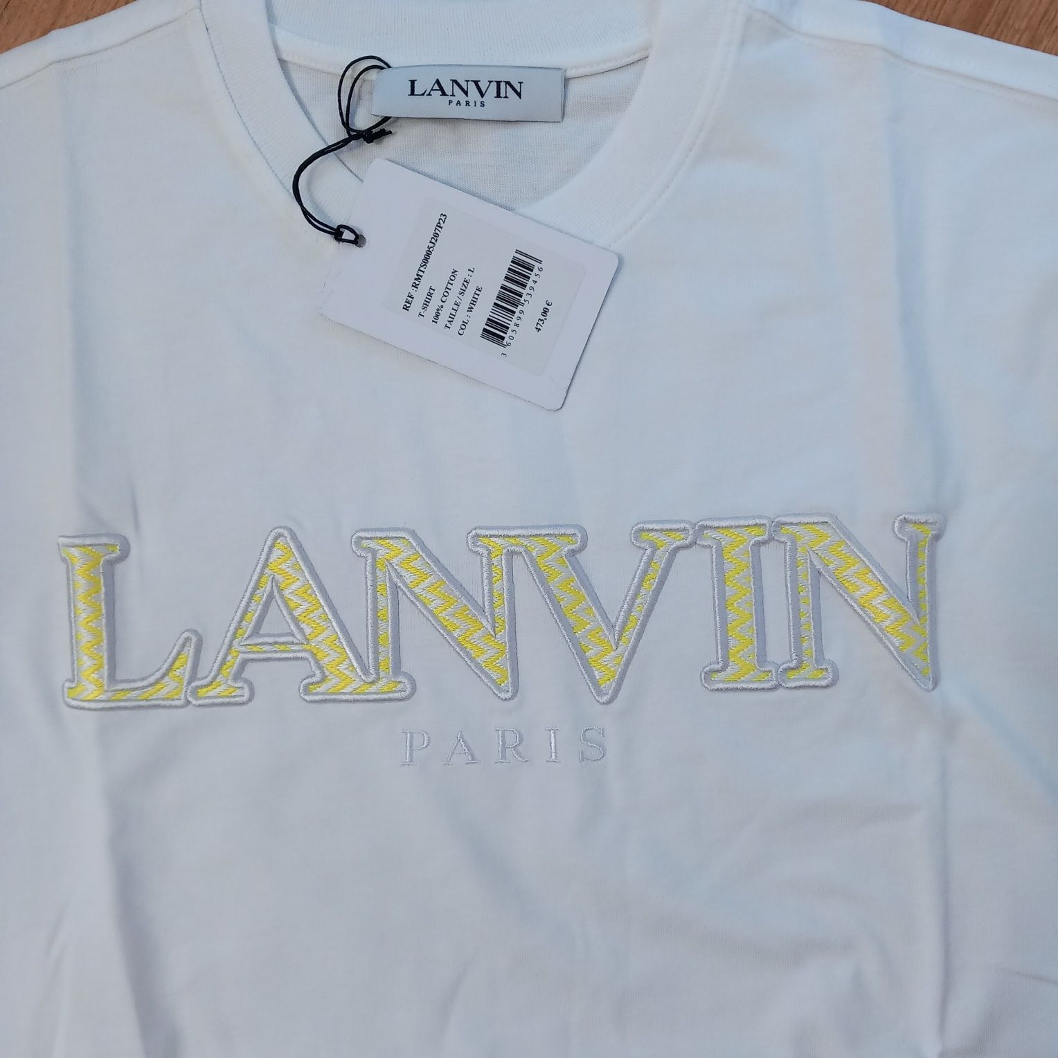 Lanvin Paris луксозн тениска бяла черна червена