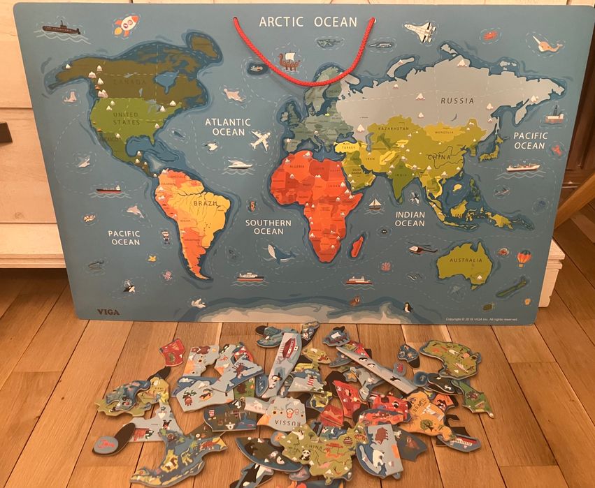 Магнитен пъзел- карта на Света VIGA