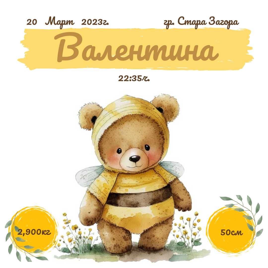 Бебешка визитка в рамка