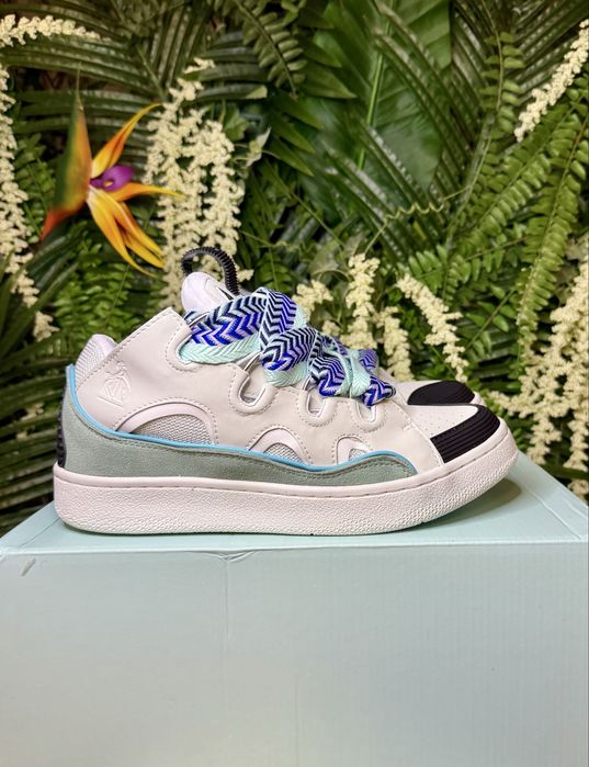 Lanvin Curb Suede Blue White