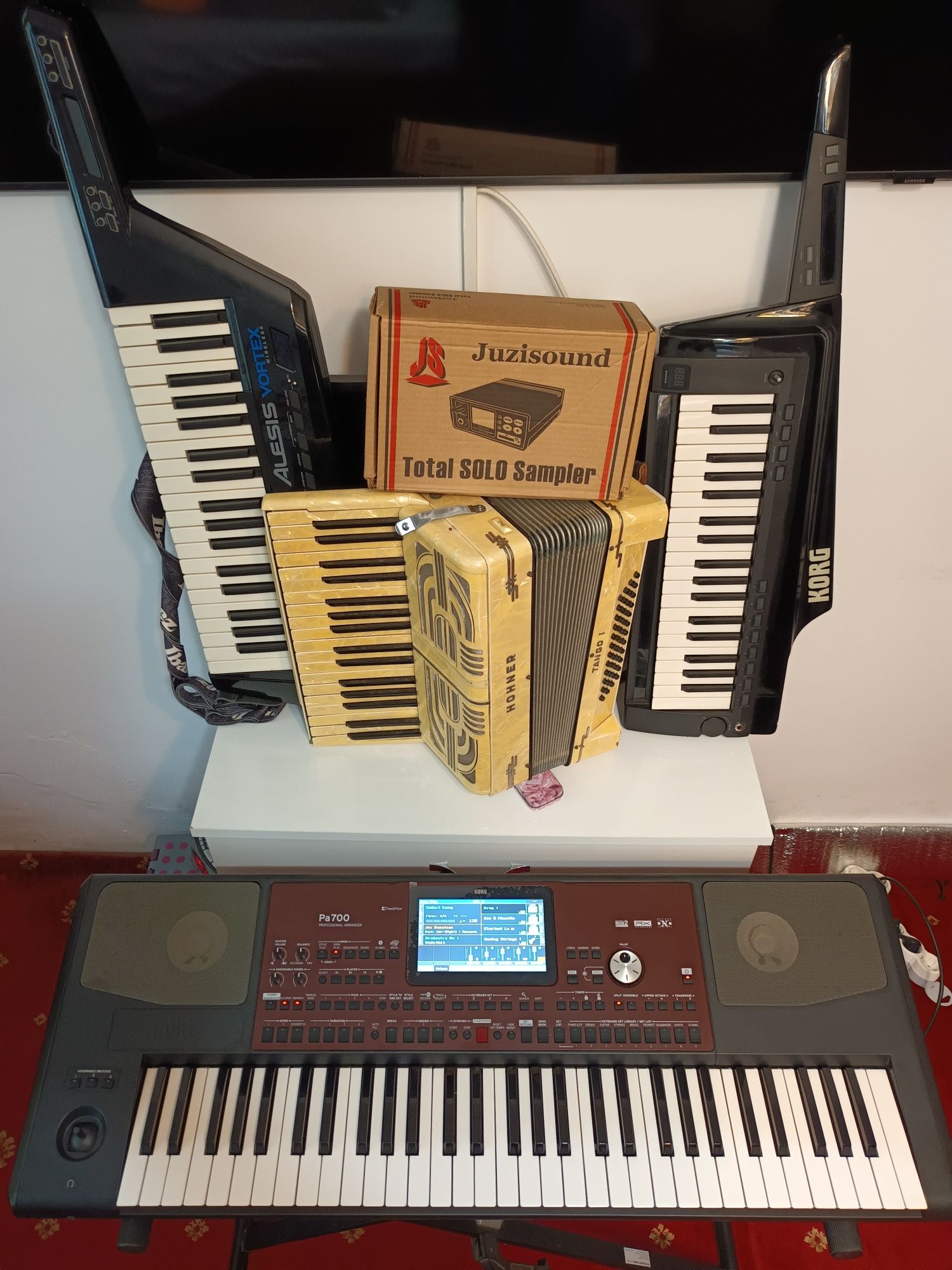Orga KorgPA700 acordeon Hohner keyboard Korg RK 100S