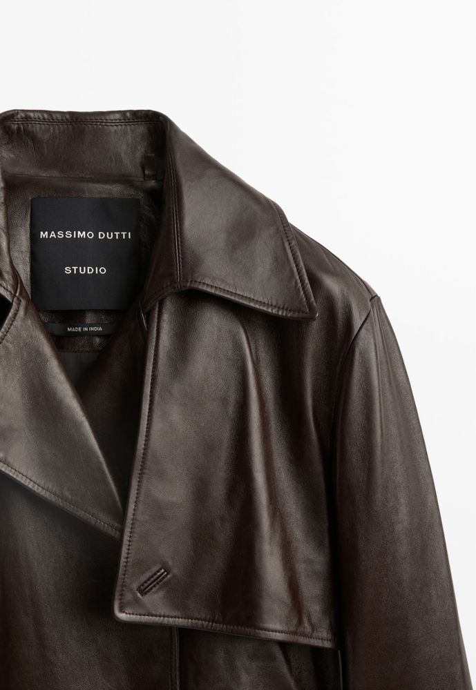 Trench Massimo Dutti Studio, din piele