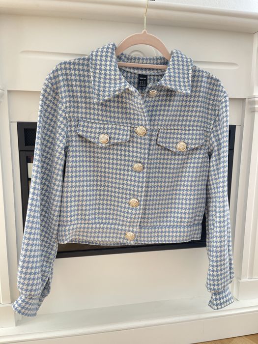 Sacou carouri albastru cu alb