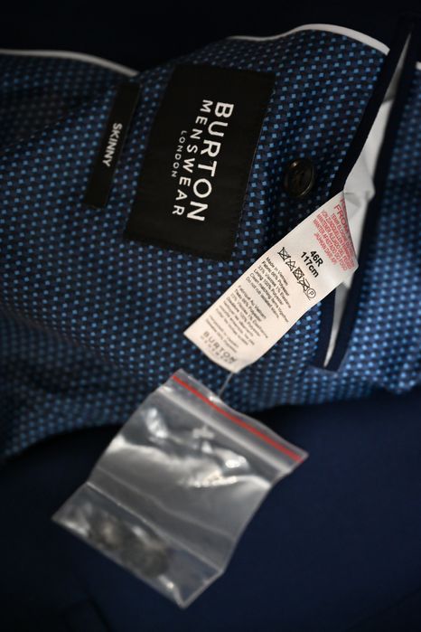 Sacou cu vestă Burton Menswear London 56 albastru nou