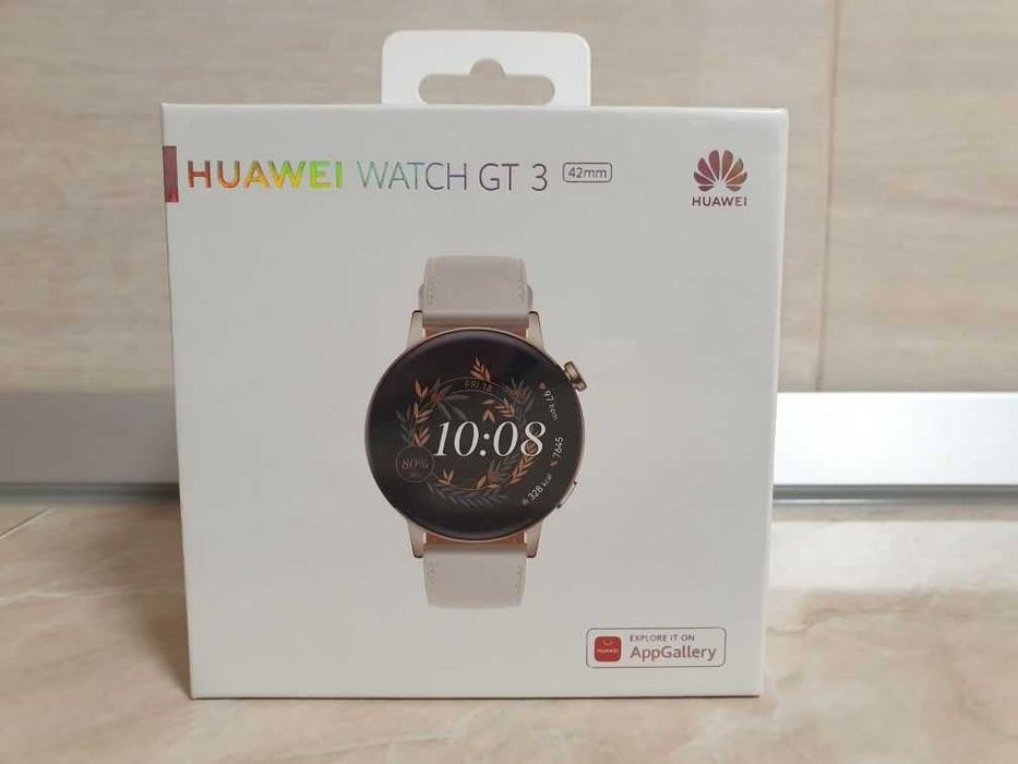 Smartwatch Huawei Watch GT 3 42mm Light Gold White Leather Nou Sigilat