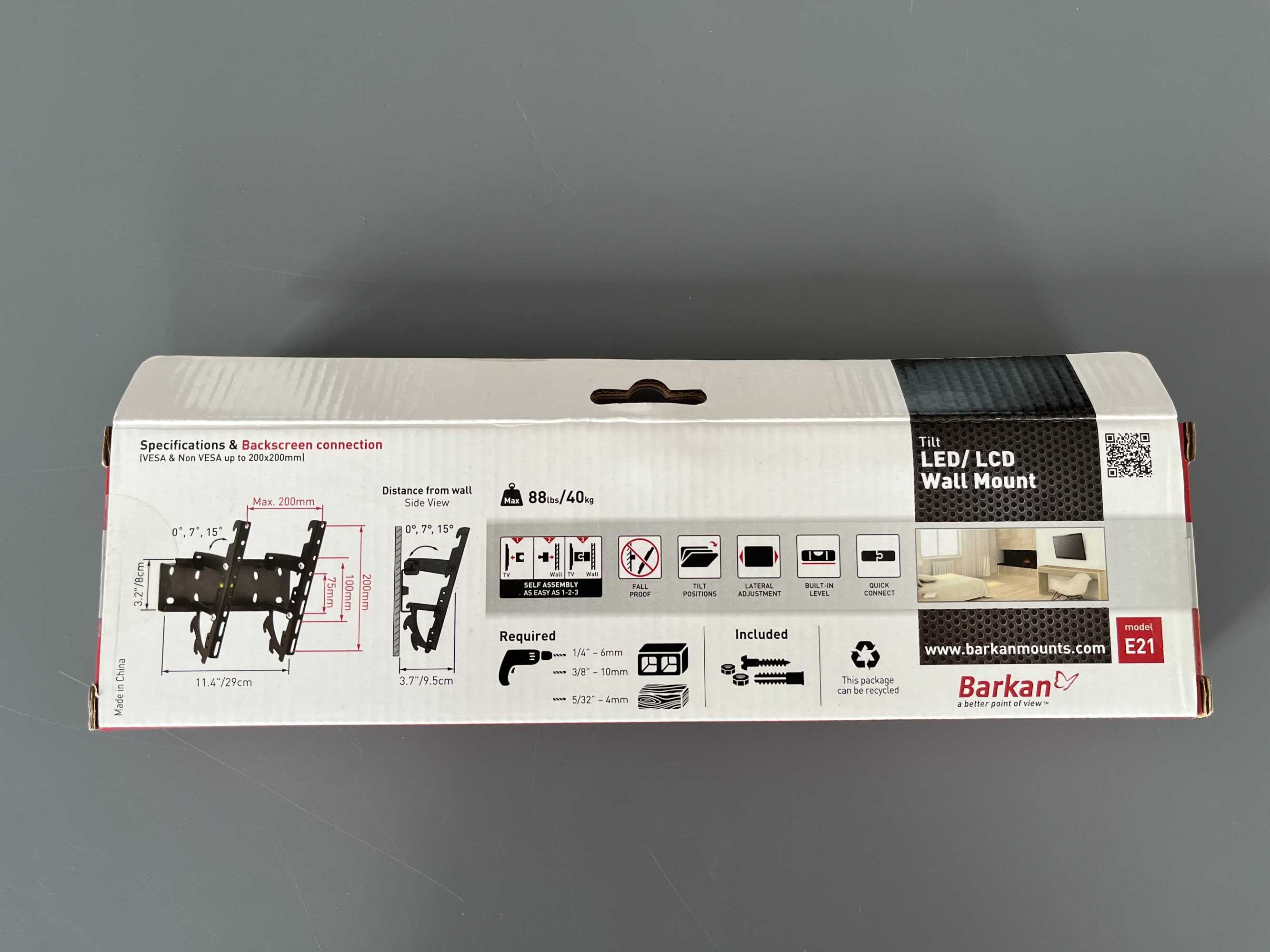 Стенна стойка за LCD/LED телевизор с наклон и завъртане до 37"/40 кг.*