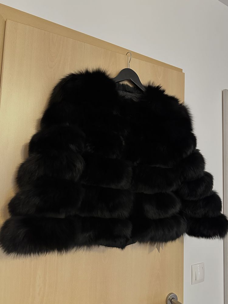 Blana naturala noua , blana vulpe neagra naturala vulpe