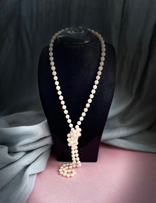 Огърлица  истински  перли сребро 925