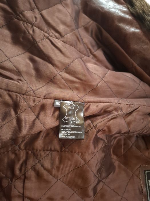 Haina scurta de piele cu blana