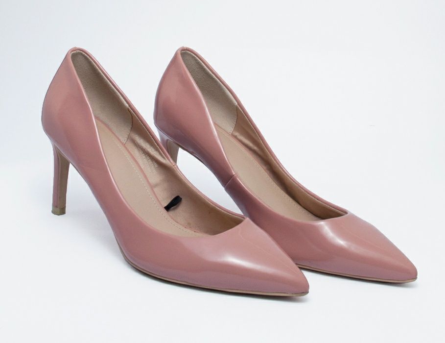 Туфли лодочки H&M, цвет пыльная роза, лакированные, каблук 7 см