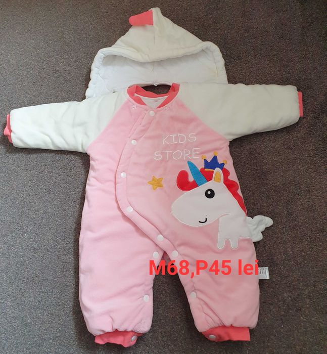 Combinezon roz cu alb