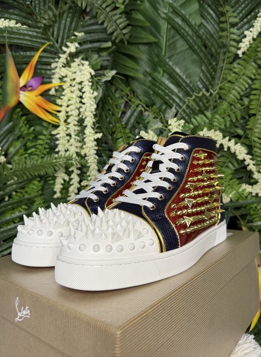Christian Louboutin High White Red Spikes