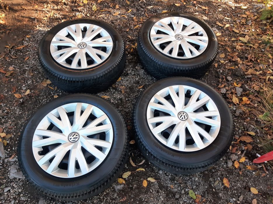 4бр. Зимни гуми с Железни джанти  5х112-16ц.за VW-ФОЛКСВАГЕН+тасове