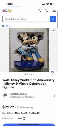 Editia de 50 ani  Disney  Mickey & Minnie Figurine