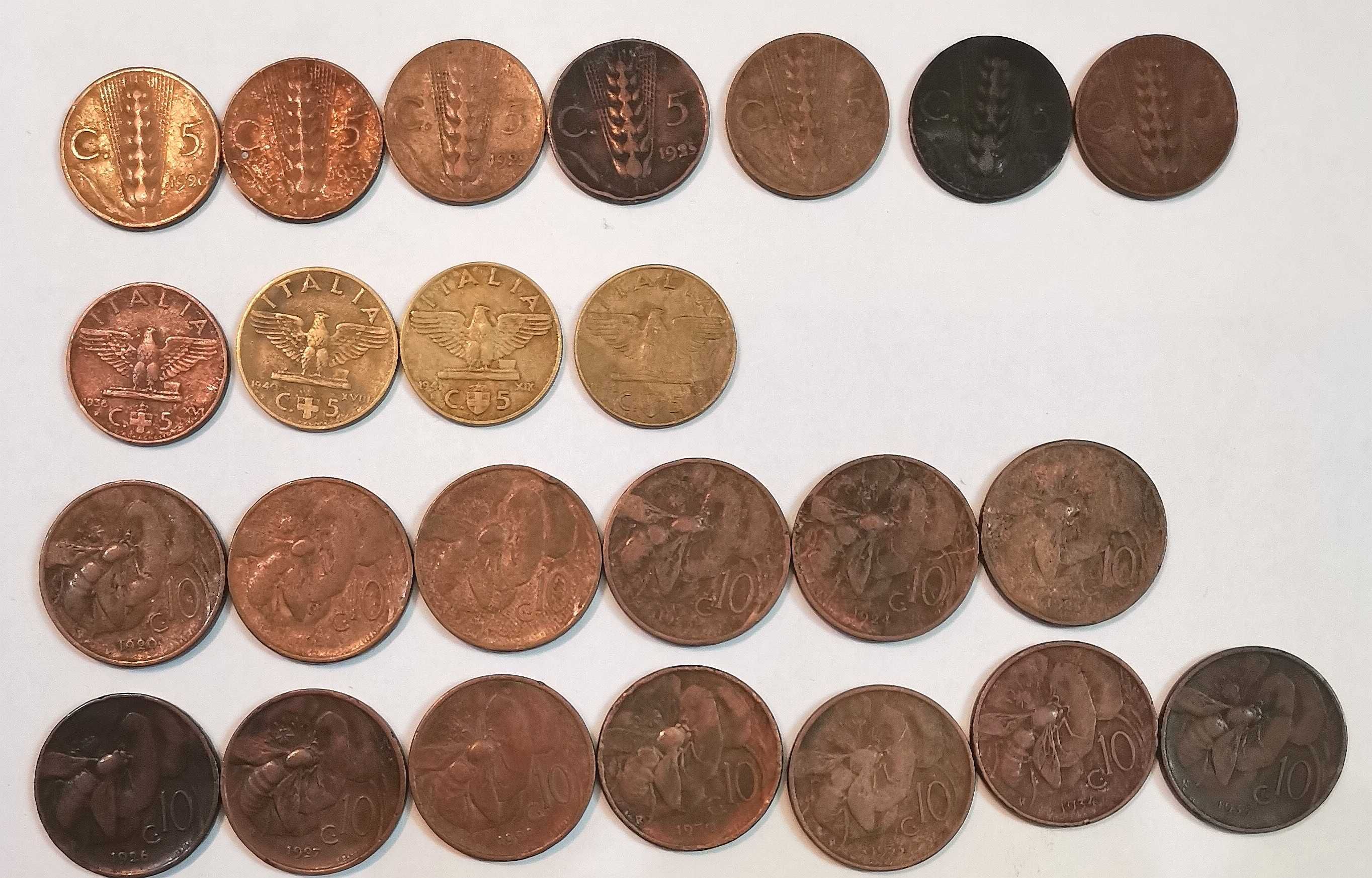 Lot 41 monede Italia 5 10 20 50 Centesimi 1911 1943 fara dubluri