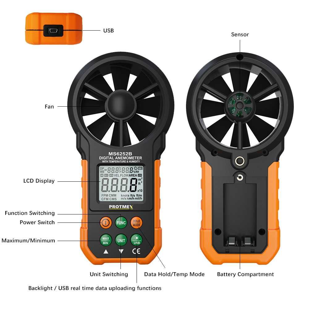 Цифровой анемометр MS6252B