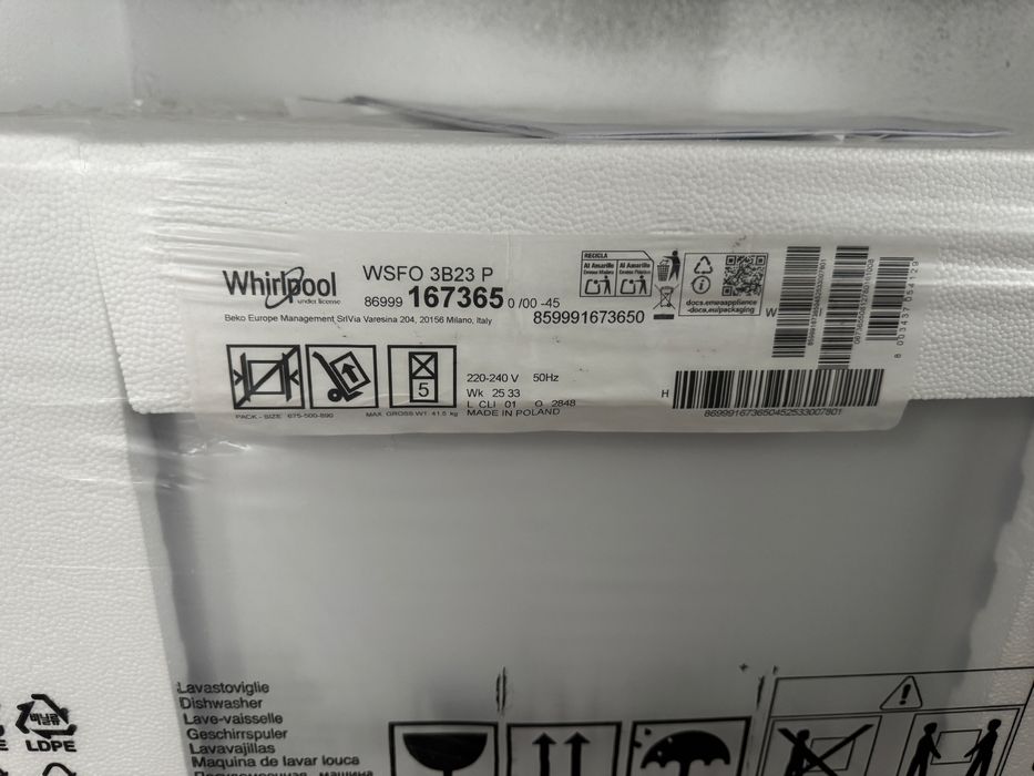 Masina de spalat vase Whirpool WSFO3B23P