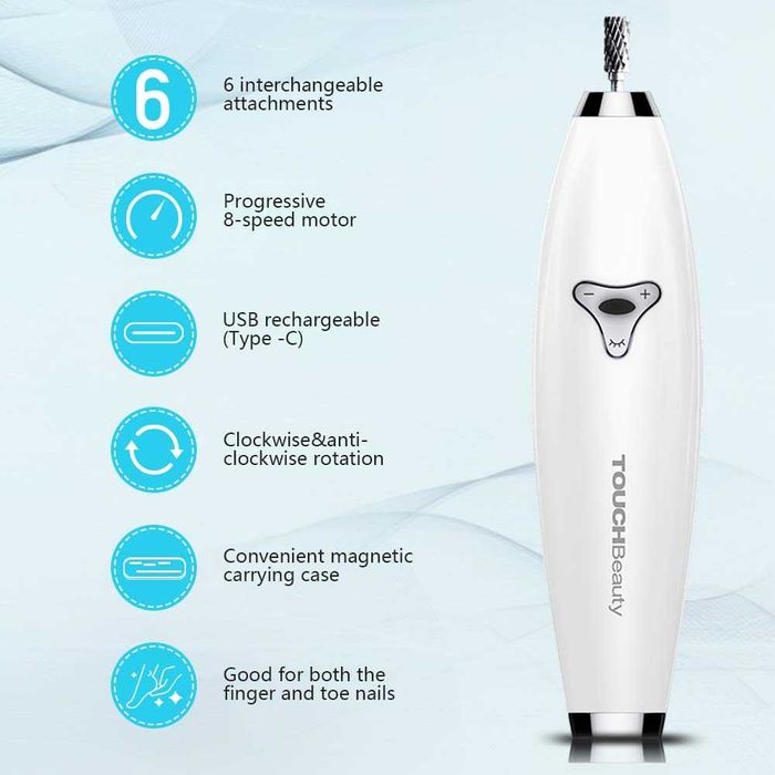 Електрическа пила за нокти TOUCHBeauty 6 в 1,магнитен калъф,акумулатор