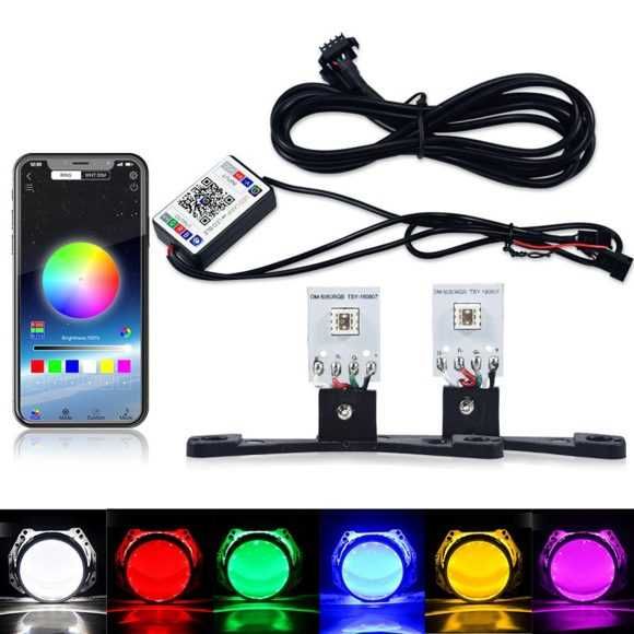 Set 2 leduri Devil Eyes RGBW multicolore cu aplicatie de pe telefon