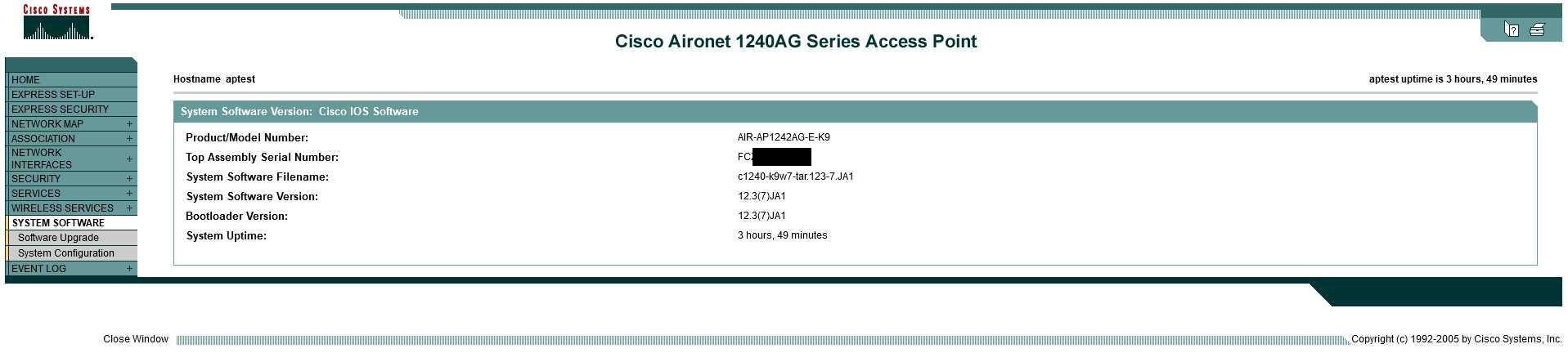Router Cisco Aironet 1242AG Access Point 802.11abg